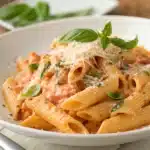 Creamy Italian pink sauce recipe with penne pasta