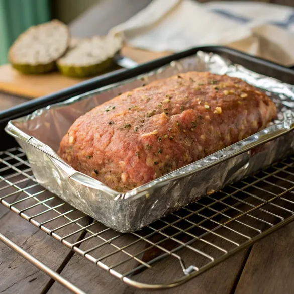 raw seasoned smoked meatloaf ready for smoker
